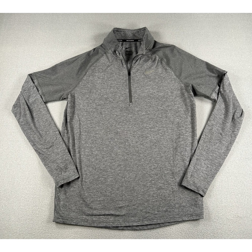 Nike Element 1/4 Zip Pullover Shirt Mens MEDIUM Gray Running Dri Fit Long Sleeve